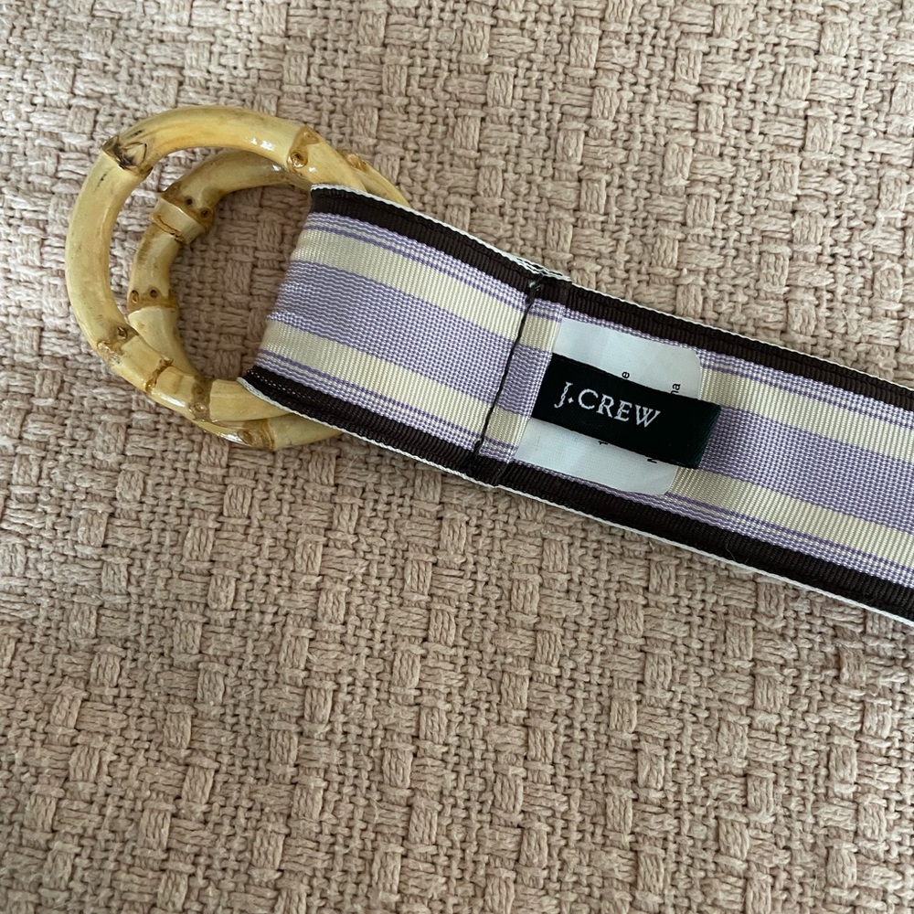 J.Crew Purple Grosgrain Ribbon belt with Bamboo buckle